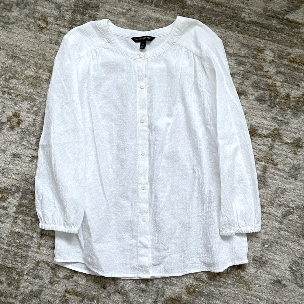 Banana Republic white blouse white button down top button up